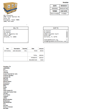 invoice of sale